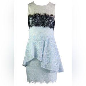 BCBGMAXAZRIA Women's Noah Asymmetrical Lace Peplum Dress